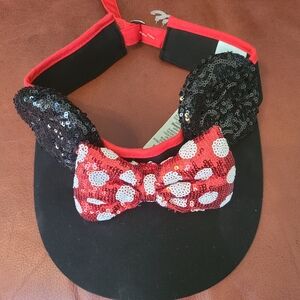 Disney Minnie Mouse Ears And Bow Sequin Visor, NWT One Size